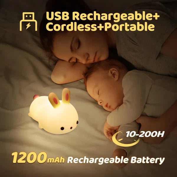 Clopal Soft Rechargeable Color Changing Cute Bunny Night Light for Kids Baby Lamp